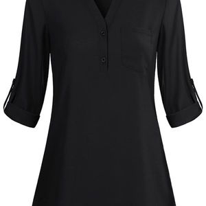 Messic Women's large black V-Neck Blouse